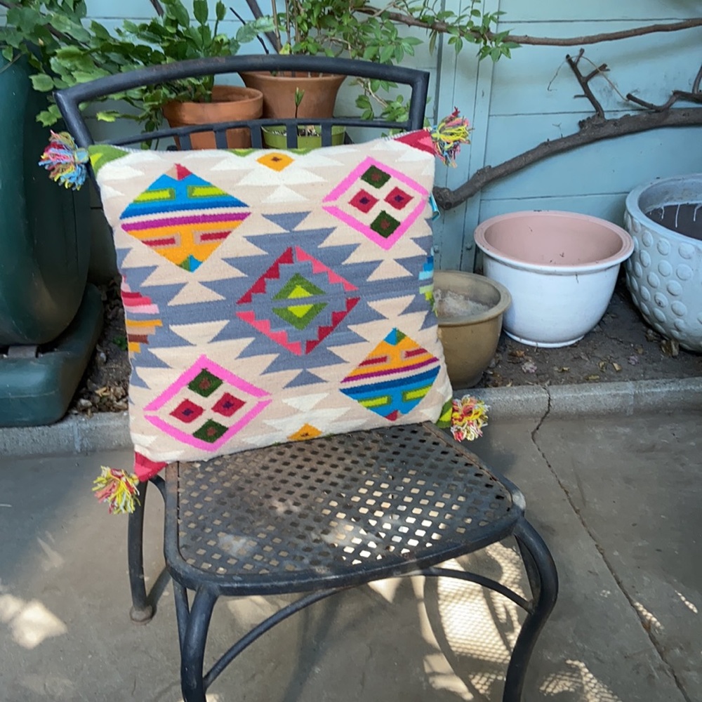 New Hand Woven Native Patterned Pillow with Tassles